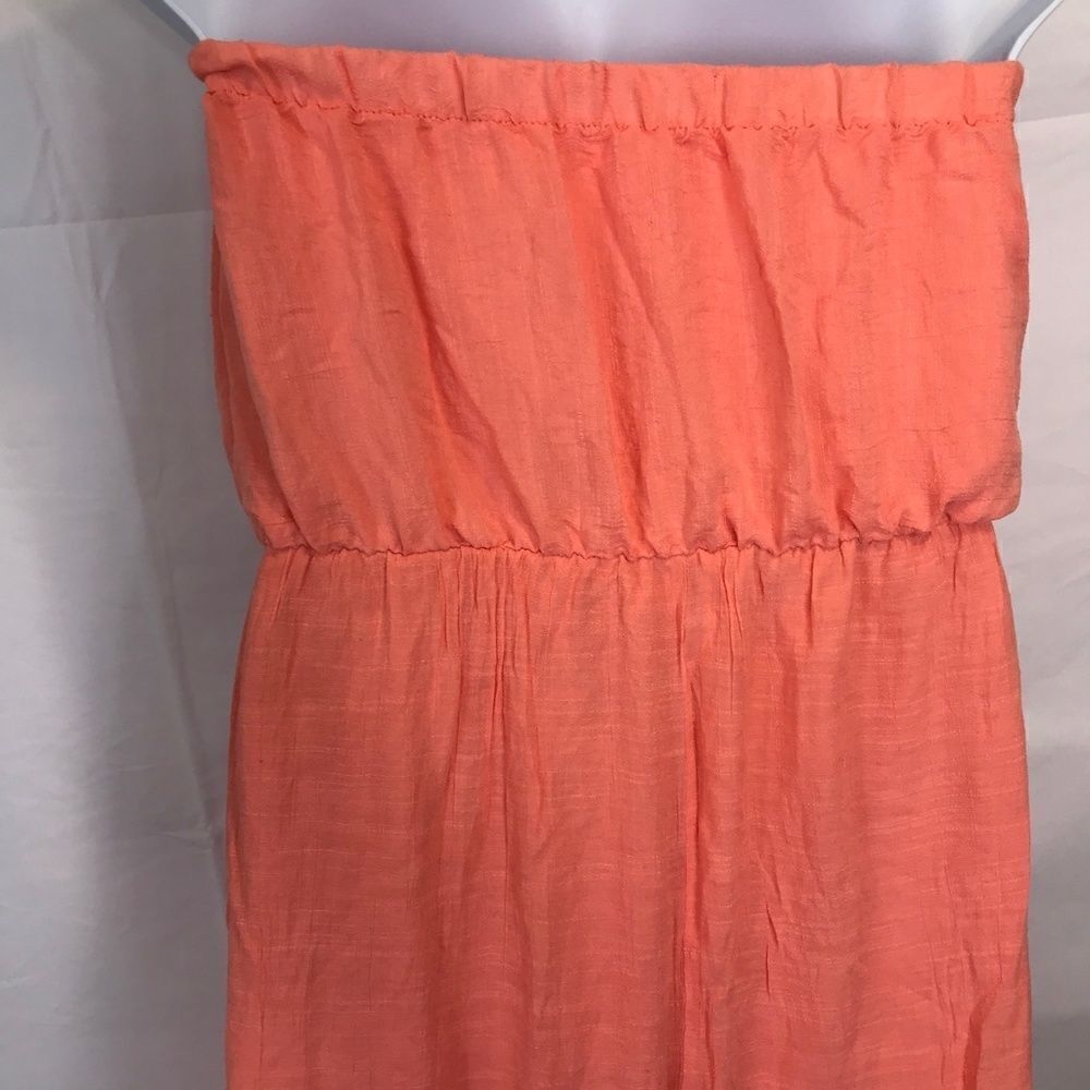 Just Be Strapless Coral Tulip-Front Maxi Dress - Picture 5 of 7